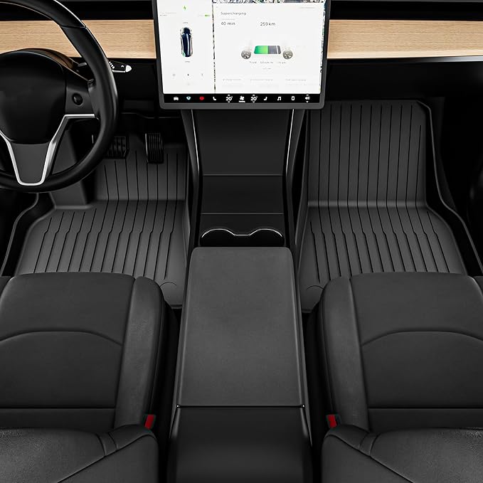 OEDRO Tesla Model Y Juniper Floor Mats 2025 2026 Custom Fit All-Weather TPE Model Y Juniper Back Seat Protector, Cargo Liner, Trunk & Interior Model Y Accessories