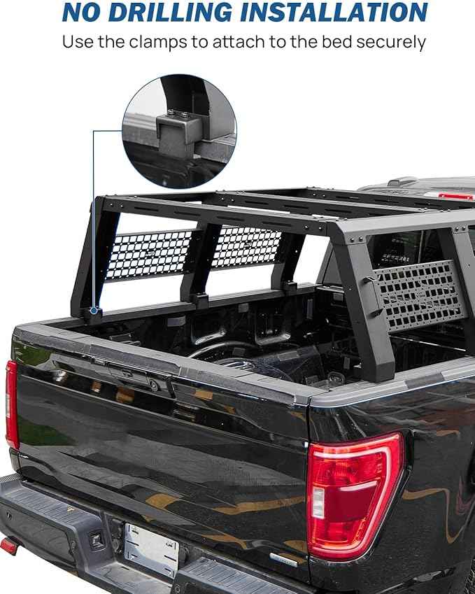 JOYTUTUS Full Size Truck Bed Rack, Overland Bed Racks for Trucks Compatible with F150 F250 F350 Silverado Sierra Ram, 18.8 Inch High Truck Bed Rack for Roof Top Tent, with Wider Molle Panel