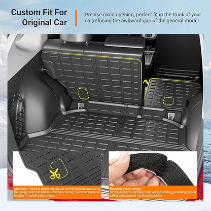 powoq Cargo Mat Compatible with 2012-2016 Honda CRV Trunk Mat TPE Backrest Mat Cargo Liner Replacement for 2012 2013 2014 2015 2016 Honda CRV Accessories (Fit 12-16 Model, Trunk Mat+Backrest Mat)