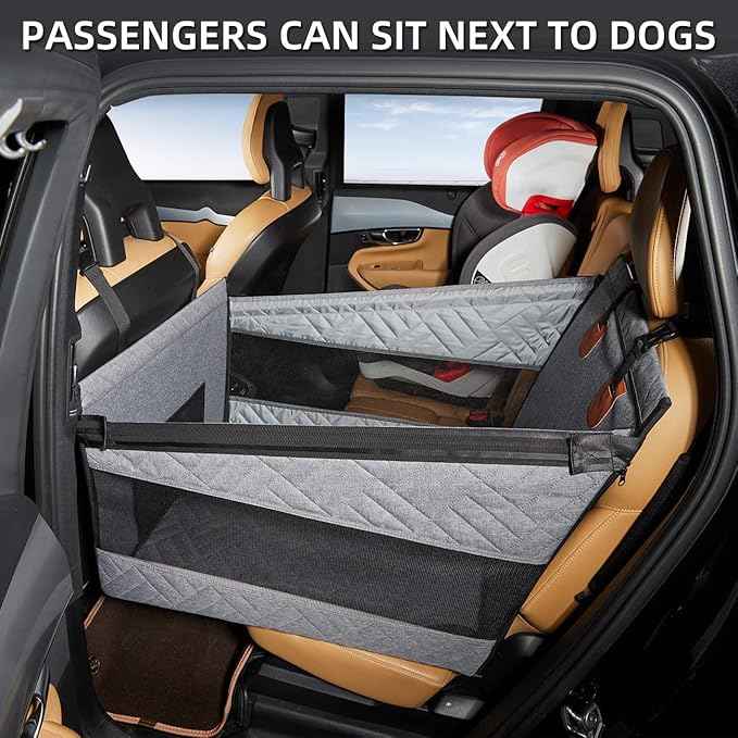 Medium Dog Car Seat,Back Seat Extender for Dogs,Waterproof Large Dog Seat Cover for Backseat, Pet Bed for Car Hammock(Grey-s)
