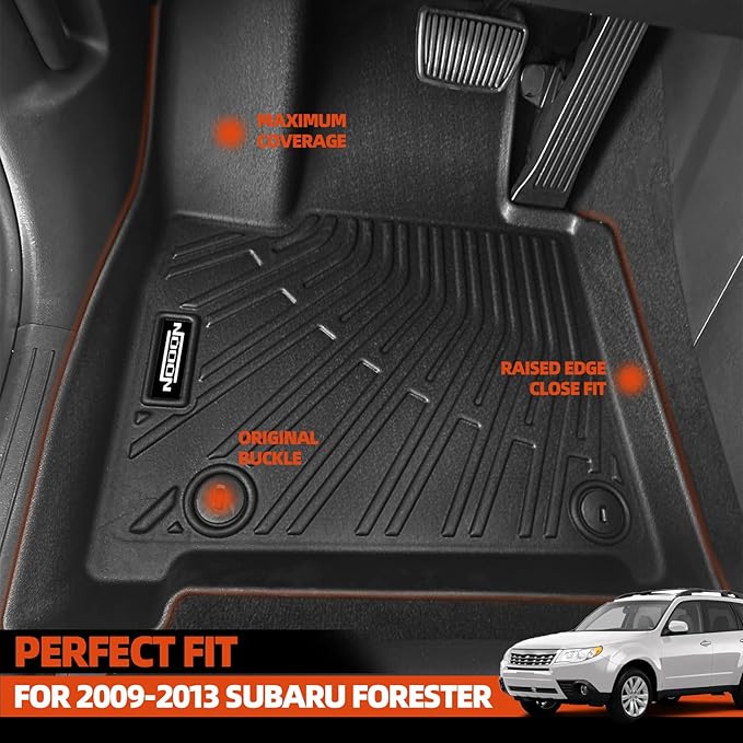 Custom Fit Floor Mats for 2009-2013 Subaru Forester, All Weather TPE Floor Liners with Trunk Mat & Backrest Protectors, Odorless Full Set Interior Accessories