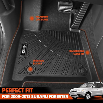 Custom Fit Floor Mats for 2009-2013 Subaru Forester, All Weather TPE Floor Liners with Trunk Mat & Backrest Protectors, Odorless Full Set Interior Accessories