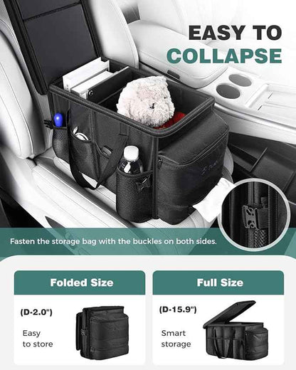 FLORICH Car Seat Organizer, Premium Backseat Car Organizer with Tray for Kids and Adults, Front Passenger Organizer with Tissue Box and Cup Holder and Mesh Pockets Waterproof