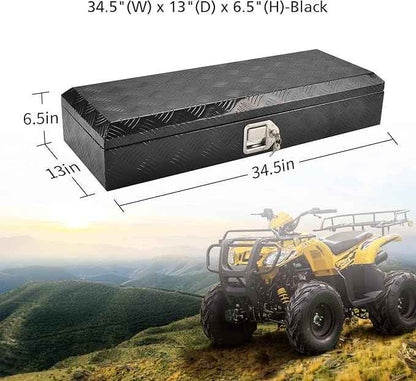 34.5 Inch Black Aluminum Tool Box 5 Bar Tread ToolBox for Truck Bed Car Outdoor Trailer Pickup Underbody RV ATV Storage Underbed Tools Organizer with Lock and Keys (34.5"X13"X6.5")