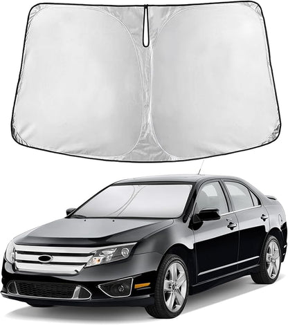 EcoNour Windshield Sun Shade Compatible for Ford Fusion 2006-2012 Front Window Sunshade Foldable Sun Visor UV & Heat Blocking Protection