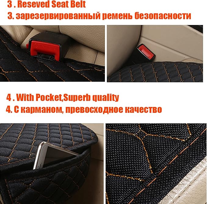 Car Seat Covers Front&Rear Protector Mat Pad, Anti-Slip Full Set Car Seat Cushion, Linen Fabric Universal Size (Gray, Bottom(Front+Rear))