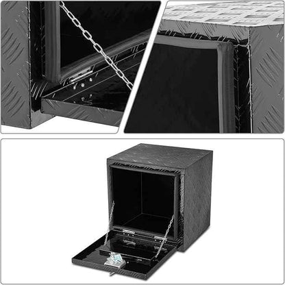 DNA MOTORING Lockable Tool Box for Truck Bed, Aluminum Storage Organizer w/Lock & Keys, 18" L X 18" D X 17.7" H Silver, TBOX-T5-013-BK