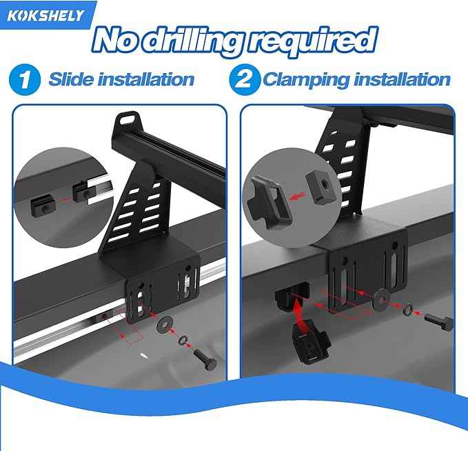 Adjustable 71.3”Truck Bed Rack Cross Bars（2-Pack）For Full-Size Trucks With Soft Roll-Up, Hard Rolling,Tri-Fold, Retract Hard Tonneau Covers|Aluminum Cross Bars|Compatible With Kayak Racks, Bike Racks