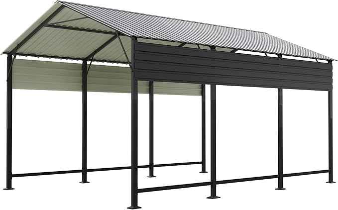 Patiowell 10x15 FT Metal Carport, Heavy Duty Carport with Reinforced Frame and Galvanized Steel Roof, Outdoor Car Port Shelter for Car, Truck, Boat and Tractor, Black