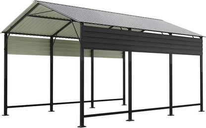 Patiowell 10x15 FT Metal Carport, Heavy Duty Carport with Reinforced Frame and Galvanized Steel Roof, Outdoor Car Port Shelter for Car, Truck, Boat and Tractor, Black
