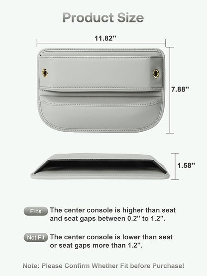 Premium Leather Car Seat Gap Filler Organizer (0.2”-1.2" Gaps), Clever Gifts for Car SUV Truck Owners (Beige, 1 Pack)