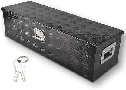 39 Inch Black Aluminum Tool Box 5 Bar Tread ToolBox for Truck Bed Car Outdoor Trailer Pickup Underbody RV ATV Storage Underbed Tools Organizer with Lock and Keys (39"X13"X10")