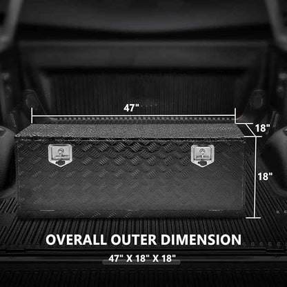 DNA MOTORING Truck Tool Box Lockable Storage Box, Truck Bed Tool Box Truck Bed Organizer Aluminum Truck Tool Boxes for Bed of Truck, w/Lock & Keys, 47"x18"x18", Black, TBOX-T5-015-BK