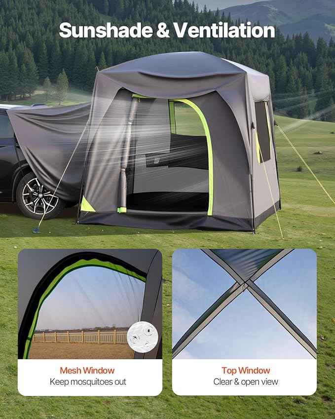 VEVOR SUV and Pickup Truck Camping Tents, Waterproof Double Layer Design with Carry Bag, Accommodates 2-9 Persons for Outdoor Activities