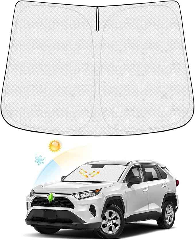 Windshield Sun Shade for 2019-2024 2025 Toyota RAV4 Accessories Thicken 6-Layer Foldable Front Window Sunshade Cover Sun Visor Protector Block UV Rays Keep Vehicle Cool