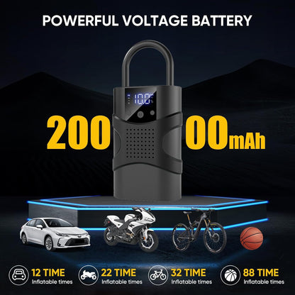 Tire Inflator Portable Air Compressor Cordless, 150PSI 6.5x Faster Portable Tire Inflator,Car Tires Air Pump with LED Lights&Digital Pressure Gauge,Auto Shut-off Smart Air Pump Suitable SUV,Truck,Bike