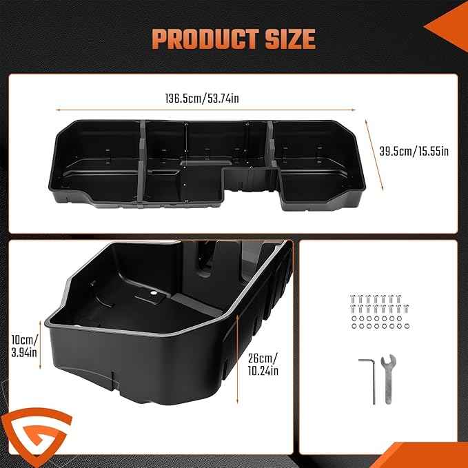 GEARLAST Underseat Storage Compatible with Chevy Silverado/GMC Sierra 1500 2500 3500 2019-2025, Rear Under Seat Organizer Cargo Box, Upgraded Rear Under Seat Organizer Cargo Box