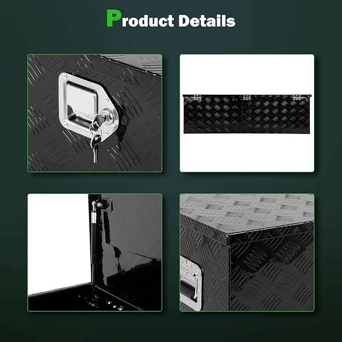 SCITOO 49 Inch Diamond Plate Aluminum Truck Bed Tool Box,Heavy Duty Crossover Storage for Most Full Size Pickups,Lockable Weatherproof Chest,Fits 49" Truck Beds,Easy Access to Load and Unload