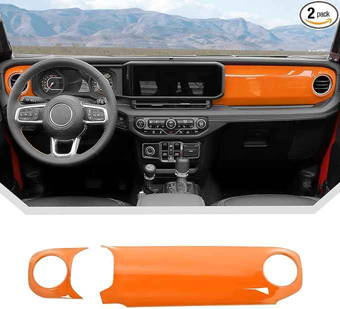 JeCar 2pcs for 2024 Jeep Wrangler JL Interior Accessories Center Console Dash Panel Cover Trim (Orange)