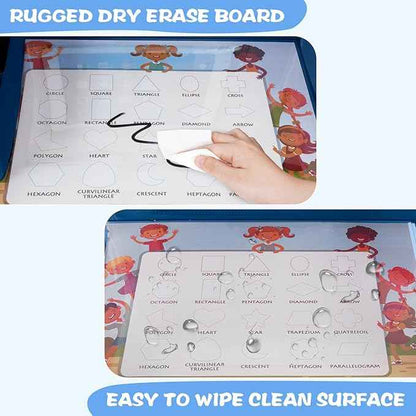 MENZOKE Kids Travel Tray for Toddler Car Seat, Toddler Gift for Boy Activities with Dry Erase Board & iPad Holder Stand, Road Trip Essentials Accessories Lap Tray for Boy as Birthday Gift, Dark Blue
