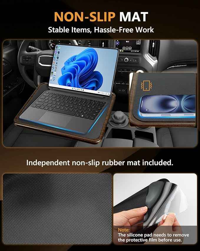 360° Rotating Car Laptop Desk - Cup Holder Mount Car Table Tray, Compatible with Tesla Model Y/3/S, F-150/Explorer/Maverick & Most Vehicles, Car Accessories for Women & Men