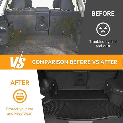 Cargo Mat Compatible with 2014-2020 Nissan Rogue (Not fit Sport Models): Backrest Mats TPE All-Weather Cargo Liner 2017 Rogue Accessories (Trunk Mat+Backrest Mats)