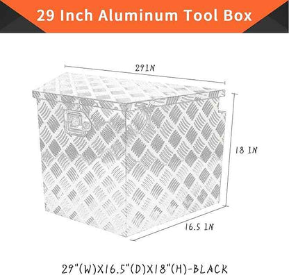 29 Inch Aluminum Trailer Tongue Tool Box 5 Bar Tread Wide Utility ToolBox for Pick Up Truck RV Storage Organizer Tool Box with Lock and Keys - 29"X16.5"X18" Black