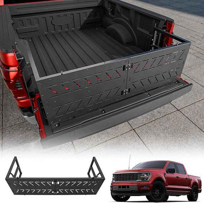 Truck Bed Extender Compatible with 2015-2026 Ford F150 2022-2025 F150 Lightning Flip-Over Pickup Bed Divider Aluminum Alloy Rotatable Tailgate Extension for 2025 F150 Accessories