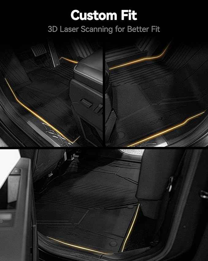 3W Tesla Cybertruck Pickup Trunk Mat Set 2023 2024 2025,TPE All Weather Custom Fit Pickup Frunk Mat Cargo Liner Set, Black