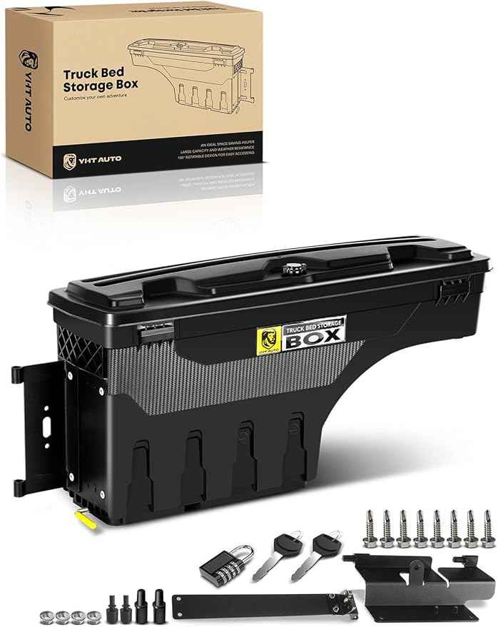 YHTAUTO Driver Side Truck Bed Storage Tool box Compatible with 2015-2023 Chevrolet Colorado & GMC Canyon, 2019-2021 Fits 74" Bed, Lockable Swing Waterproof Wheel Well Toolbox