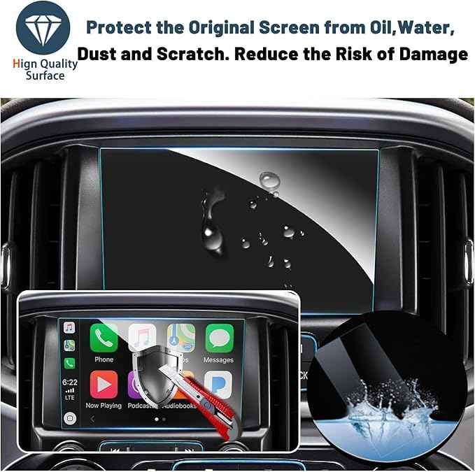 Ruiya Screen Protector for (2018~2022) Chevy Colorado/(2015~2022) GMC Canyon/(2015~2020) GMC Yukon & Chevy Suburban/Tahoe 8" Display Touch Screen,9 HD Anti-glare Tempered Glass