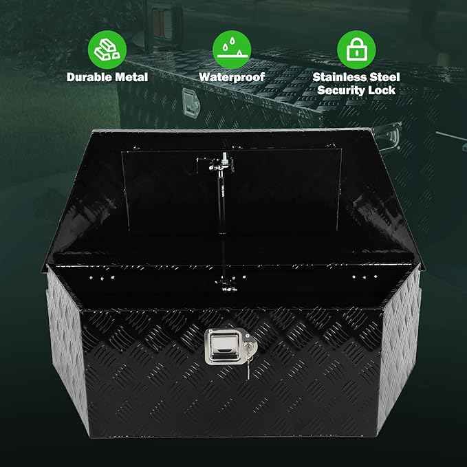 SCITOO 39 Inch Aluminum Truck Bed Tool Box,Diamond Plate Heavy Duty Crossover Storage for Most Full Size Pickups,Lockable Weatherproof Chest,Fits 39" Truck Beds,Easy Access to Load and Unload