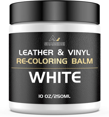 Leather Recoloring Balm,10oz Leather Color Restorer Leather Repair Kit for Furniture Car Leather Scratch Remover, White Leather Color Restorer for Couches,Leather Dye Paint for Faded