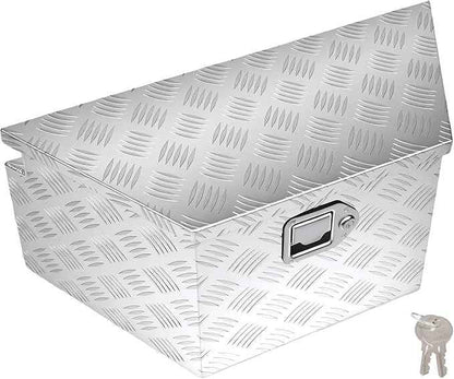YESHMA 27" x 13" x 13" Trailer Tongue Tool Box Heavy Duty Aluminum with Latch and Keys Trailer Toolbox Organizer Truck Underbody Box Compatible with Pick Up Truck Bed RV Trailer ATV Silver