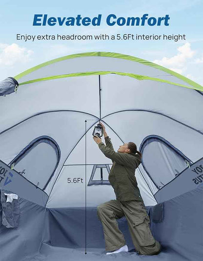 JOYTUTUS Pickup Truck Tent 2.0, Waterproof PU2000mm Double Layer for 2 Person, Portable Truck Bed Tent with Rainfly, 5.5'-5.8' Camping Preferred - Green, Aluminum Poles