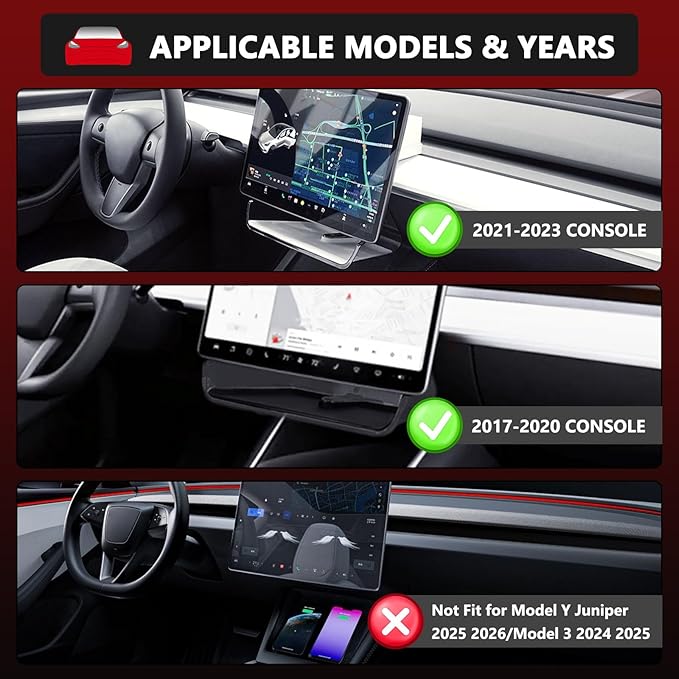 Under Screen Storage Organizer Model 3/Y Magnetic Center Console Organizer - Compatible with Tesla Model 3 2023-2017 Model Y Accessories 2024-2020 [Not Fit 2024 Model 3 Highland]