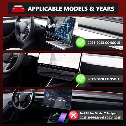 Under Screen Storage Organizer Model 3/Y Magnetic Center Console Organizer - Compatible with Tesla Model 3 2023-2017 Model Y Accessories 2024-2020 [Not Fit 2024 Model 3 Highland]