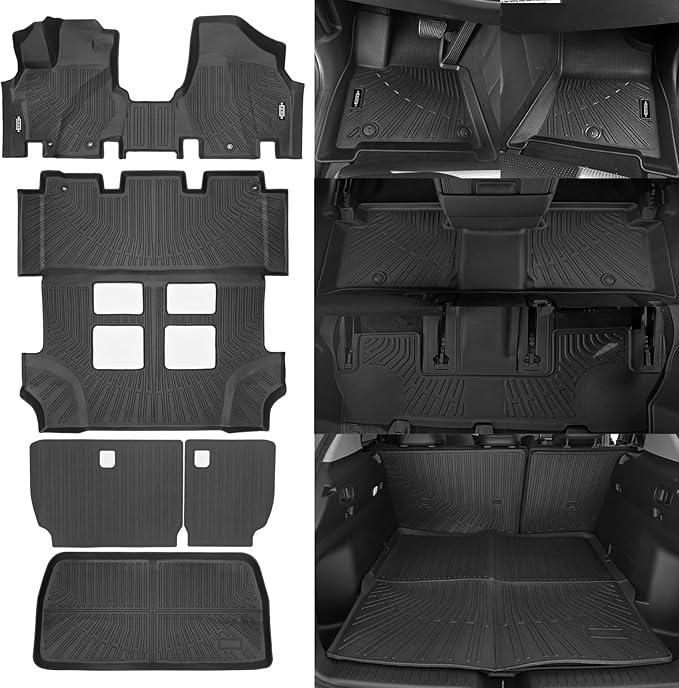 Custom Fit Floor Mats for 2011-2017 Honda Odyssey, All Weather TPE Floor Liners with Trunk Mat & Backrest Protectors, Odorless Full Set Interior Accessories