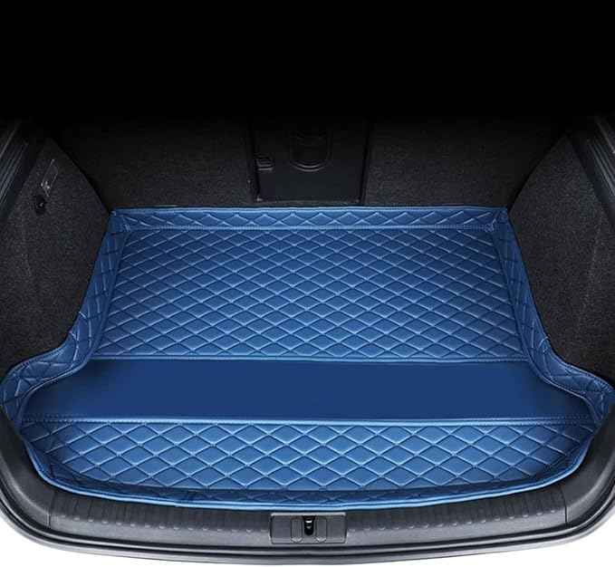 Car Trunk Mats Cargo Liners for 2026 Tesla Model Y Juniper 5-Seat, Custom Leather Rear Boot Floor Carpet, Storage Luggage Protection Pad Accessories with Raised Edges, E/Blue
