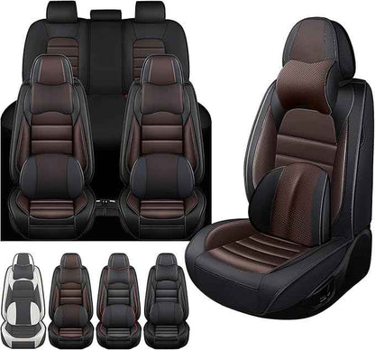 Car Seat Cover Fit for Honda CR-V 2014-2026 Waterproof Seat Covers,Nappa Faux Leather Breathable and Comfortable,Car Seat Protector Car Interior Accessories (Full Set) Coffee&Black