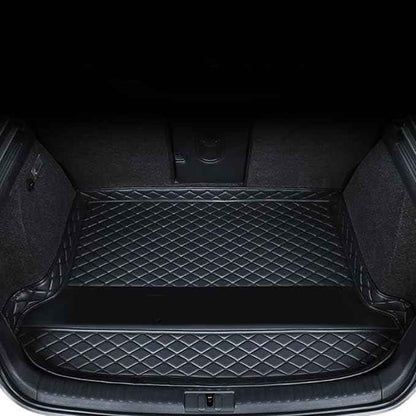 Car Trunk Mats Cargo Liners for 2026 Tesla Model Y Juniper 5-Seat, Custom Leather Rear Boot Floor Carpet, Storage Luggage Protection Pad Accessories with Raised Edges,A/Black