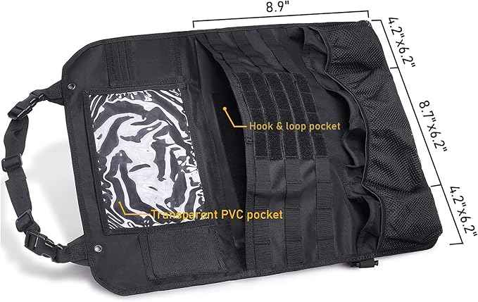 Tactical Car Seat Back Organizer Upgraded Tactical Molle Seatback Cover Protector Universal Fit Vehicles Truck MPV Pickup (Black)