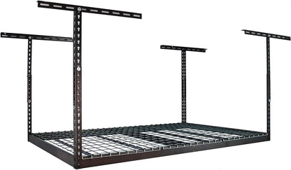 MonsterRax Overhead Garage Storage Racks 4x6, Ceiling Mounted Shelving, Adjustable Hanging Storage Organizer, Heavy Duty Steel, Holds 500 Pounds, Color: Hammertone, Adjusts 24"-45” off Ceiling