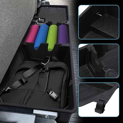 POPSTORE Rear Under Seat Storage Box Compatible with 2019-2026 Dodge Ram 1500 Crew Cab Heavy-Duty Truck with a Baffle Under Seat Organizer Box