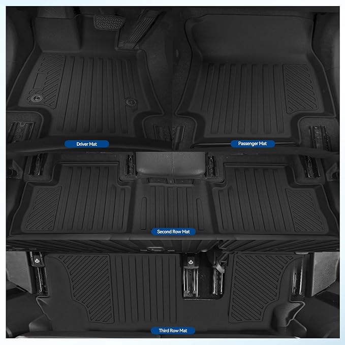 Custom Fit Floor Mats for 2026 Hyundai Palisade Gas 8 Seats 2nd-Row Bench Seat(Not for SE), All Weather TPE Floor Liners & Trunk Mat & Backrest Protectors, Odorless Full Set Interior Accessories