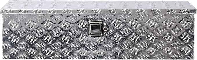 39 Inch Truck Tool Box, Waterproof HeavyDuty Aluminum Tool Box With Lock And Keys, 5 Bar Tread Wide Utility Toolbox For Pick Up Truck Bed Rv Organizer Trailer, 39x13x10inch