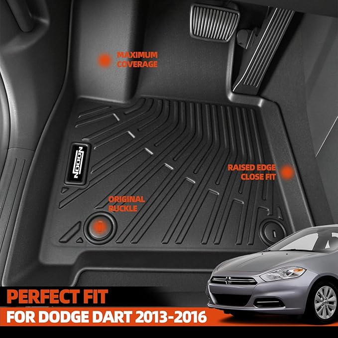 Custom Fit Floor Mats for Dodge Dart 2013-2016, All Weather TPE Floor Liners with Trunk Mat, Odorless Full Set Interior Accessories