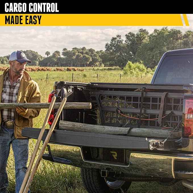 RealTruck Roll-N-Lock Cargo Manager Truck Bed Organizer | CM448 | Fits 2009 - 2018, 2019 - 2020 Classic Dodge Ram 1500/2500/3500 6' 4" Bed (76.3")