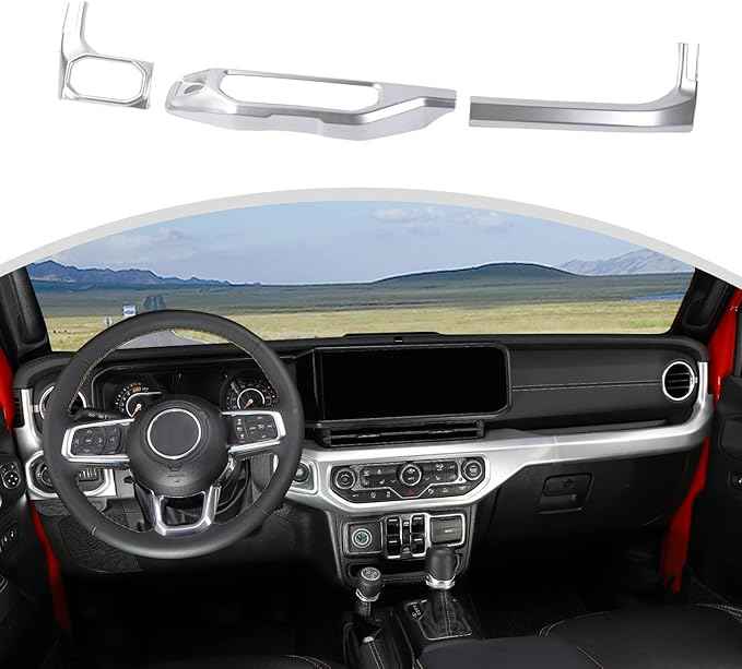 CheroCar for JL Center Console Headlight Air Conditioning Control Panel & Co-Pilot Handle Panel Interior Accessories fit for Jeep Wrangler JL JLU 2024+,Chrome
