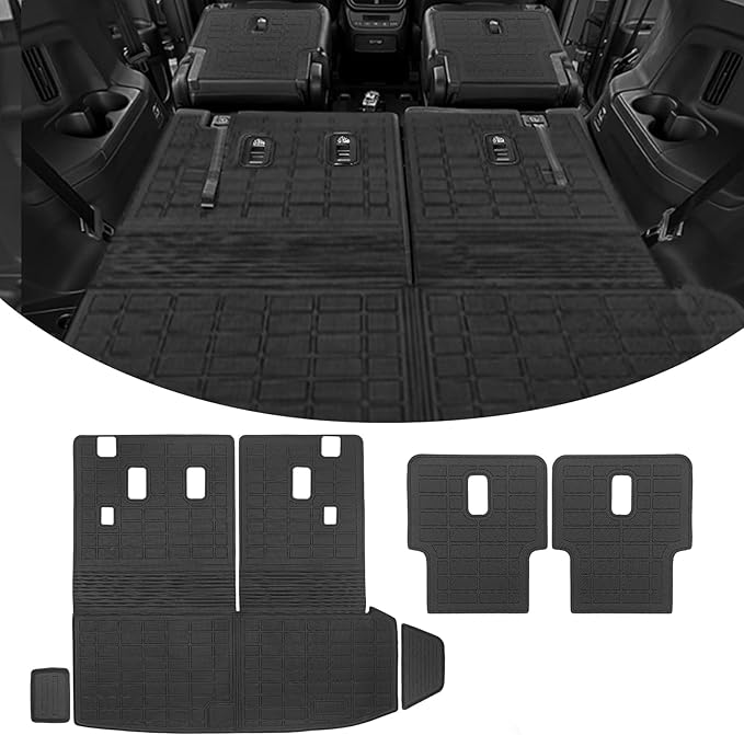 Cargo Liner for 2023-2026 Honda Pilot, Full Set Trunk Mat with Backrest Cover & 2nd Row Seat Protector, Waterproof TPE All Weather Cargo Mat, Pet & Kid Protection Accessories